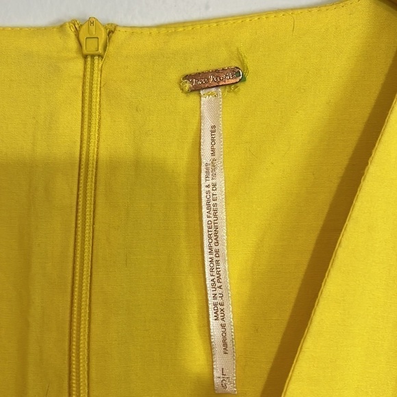 Free People yellow “V” neck mini dress size M/L - Picture 10 of 12